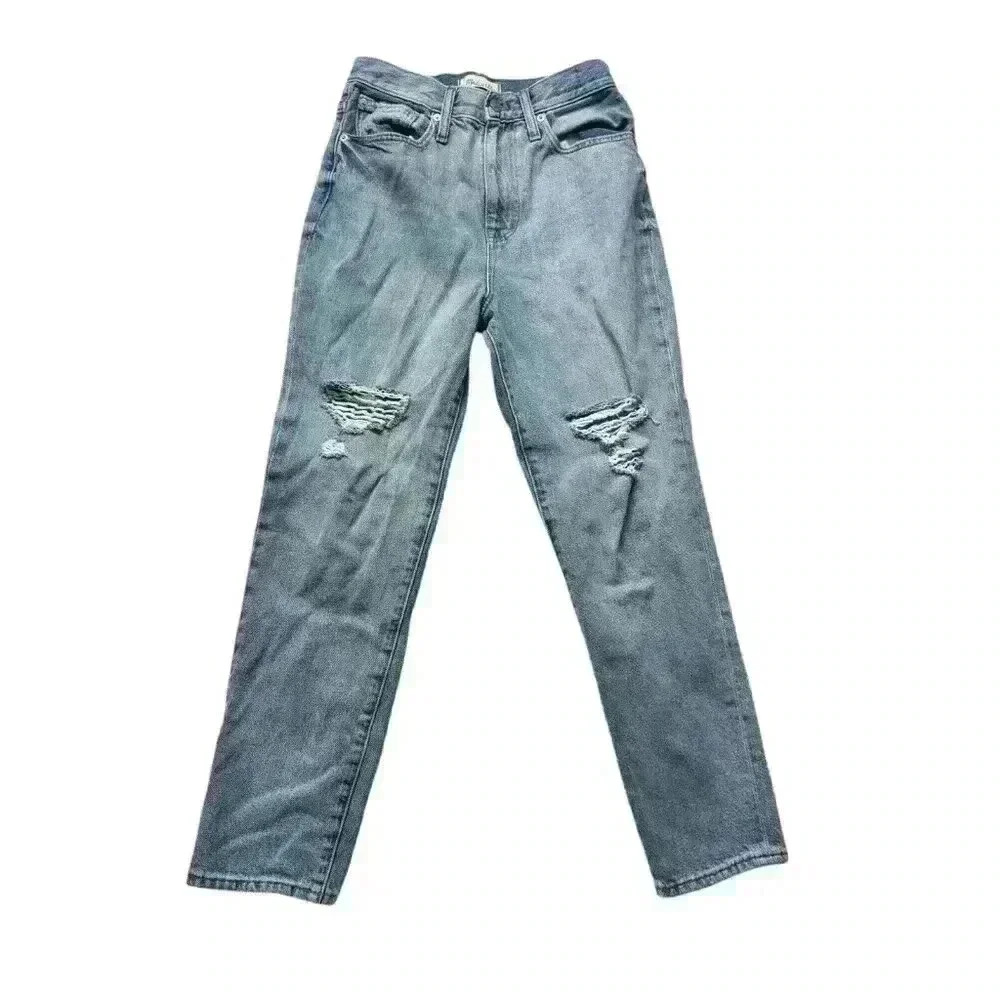 MADEWELL The Mom Jean High Rise in Gilford Light Wash Ripped Edition Size 26